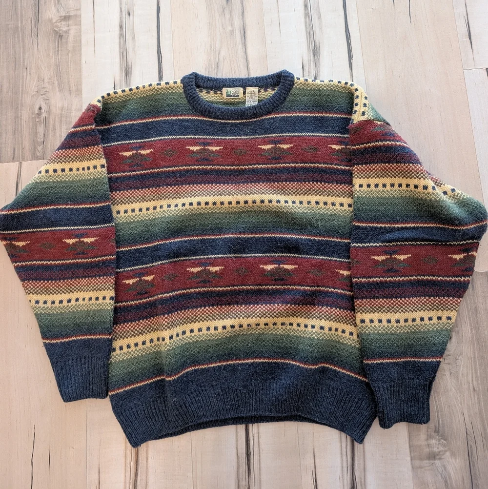 Vintage | Southwestern Pattern Knit Crewneck Sweater 90s - Picture 2 of 8